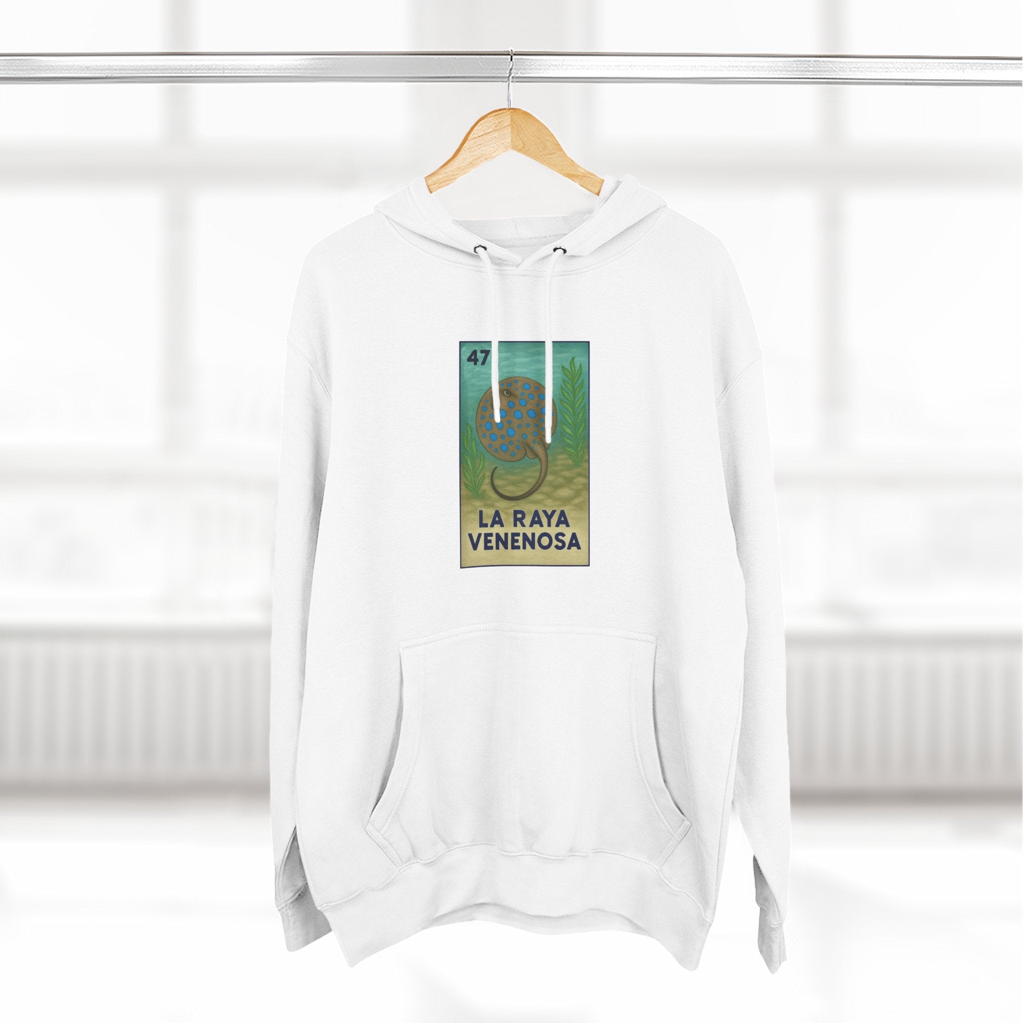 Stingray Lotería Unisex - Pull-Over Cotton Blend Fleece Hoodie (La Raya Venenosa)