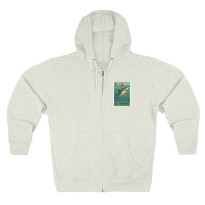 Shark Lotería Unisex - Zip Cotton Blend Fleece Hoodie (El Tiburón)