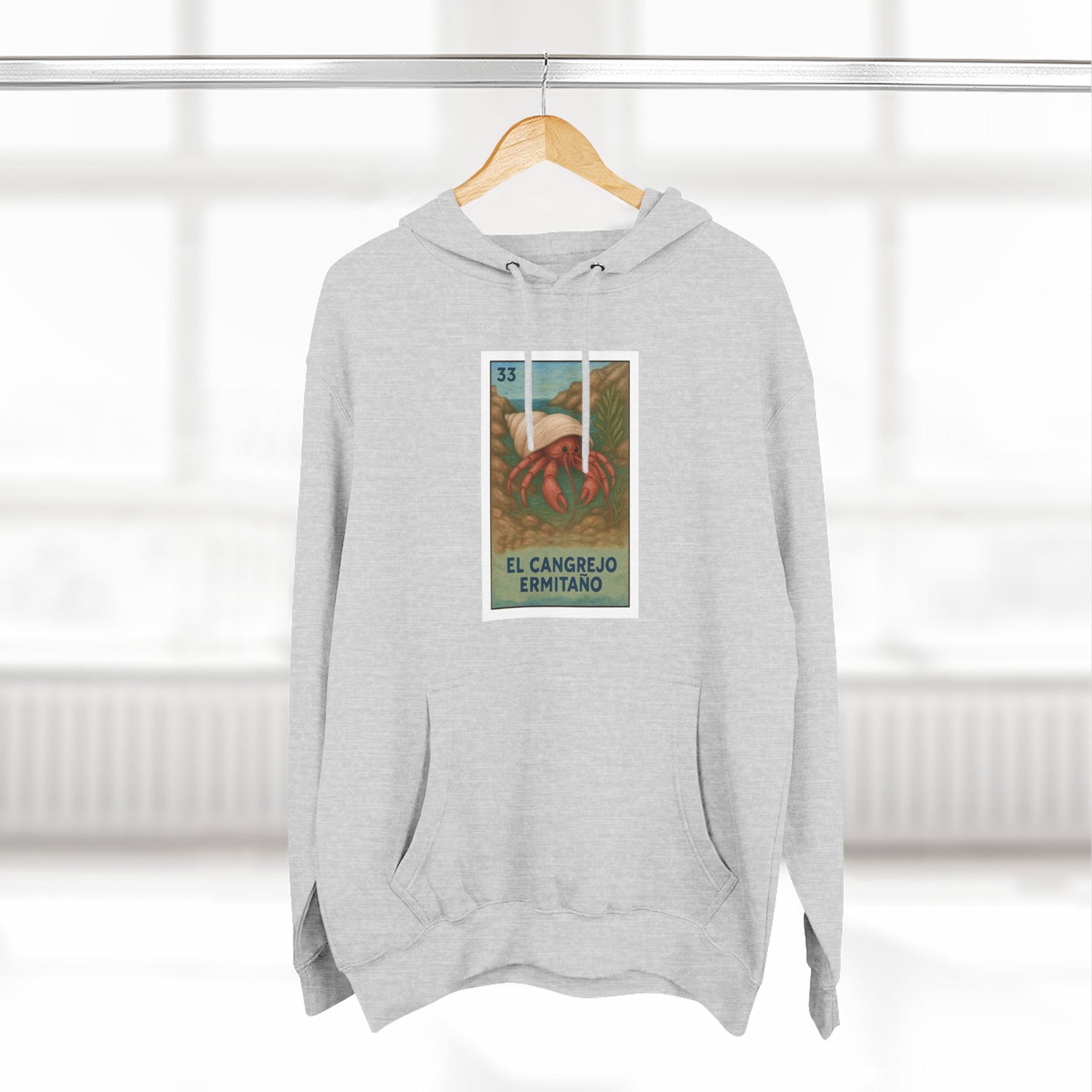 Hermit Crab Lotería Unisex - Pull-Over Cotton Blend Fleece Hoodie (El Cangrejo Ermitaño)
