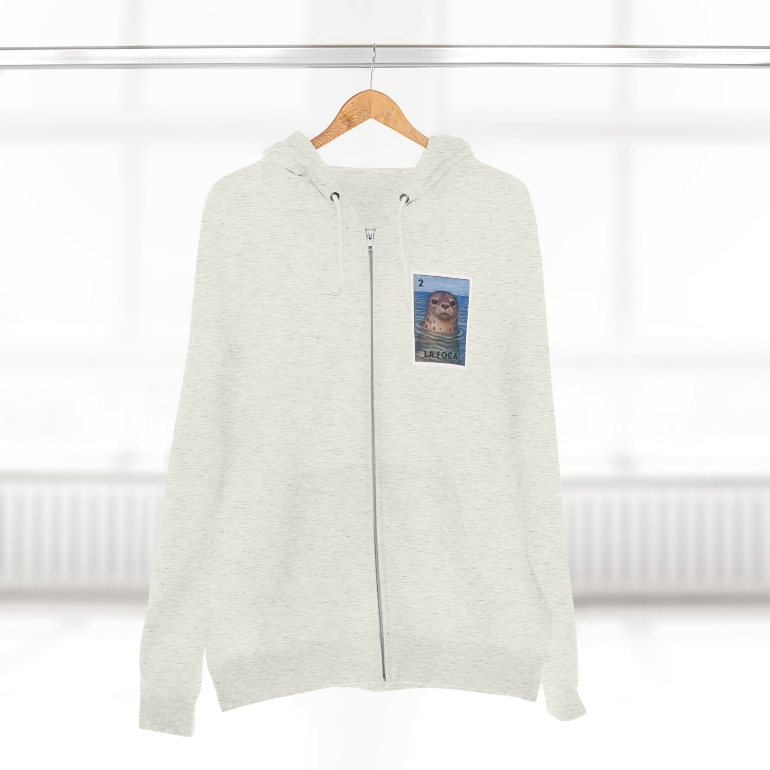 Seal Lotería Unisex - Zip Cotton Blend Fleece Hoodie (La Foca)