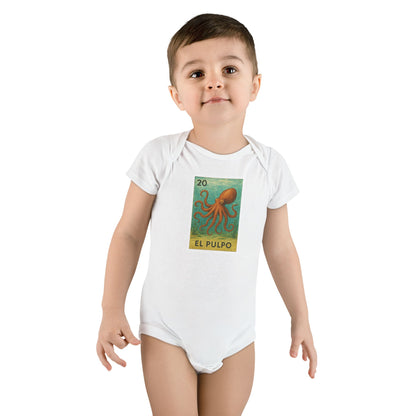Octopus Lotería - Baby Short Sleeve 100% Cotton Onesie (El Pulpo)