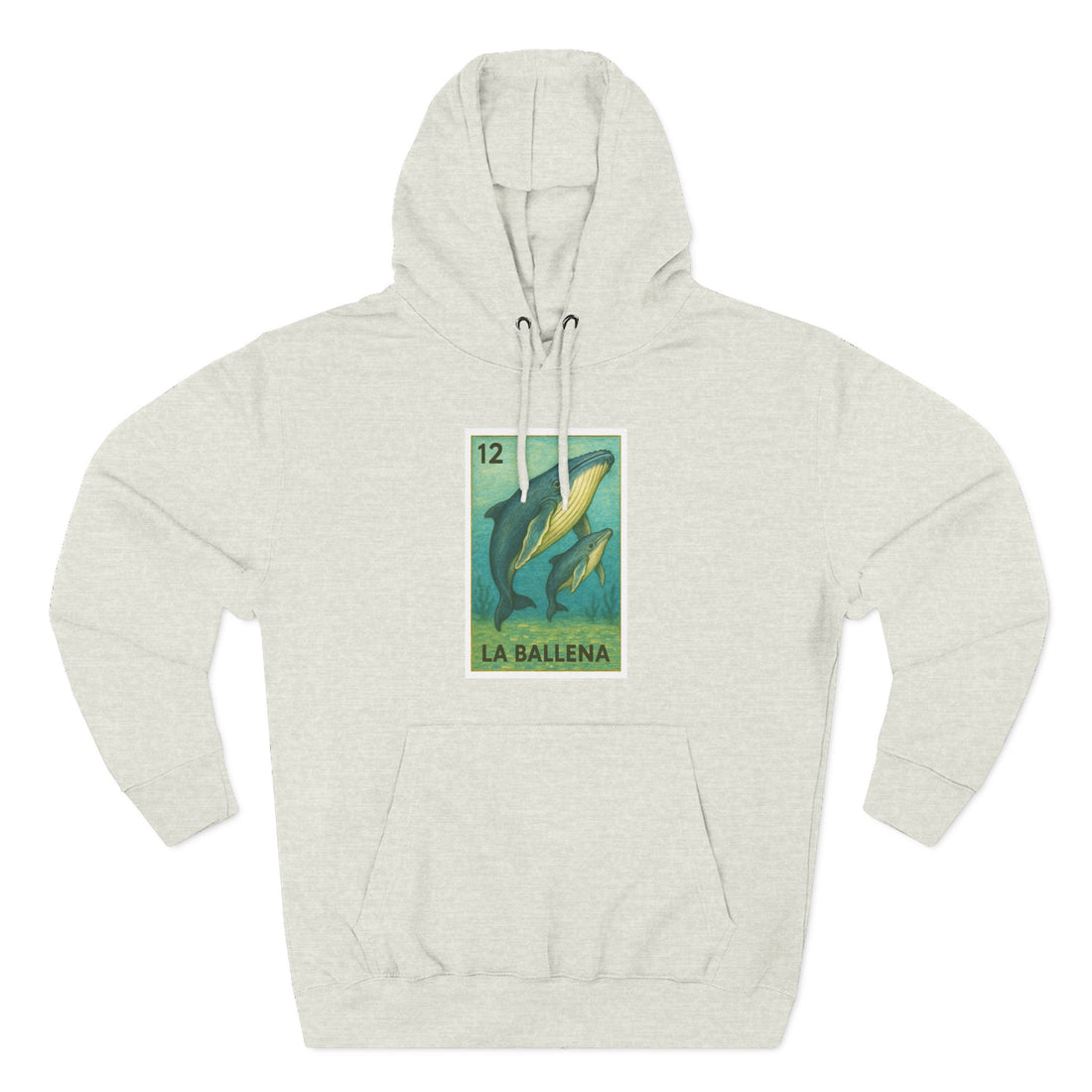 Whale Lotería Unisex - Pull-Over Cotton Blend Fleece Hoodie (La Ballena)