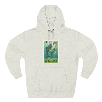 Whale Lotería Unisex - Pull-Over Cotton Blend Fleece Hoodie (La Ballena)