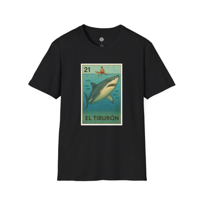 Shark Lotería Unisex - Soft Style U.S. Cotton T-Shirt (El Tiburón)