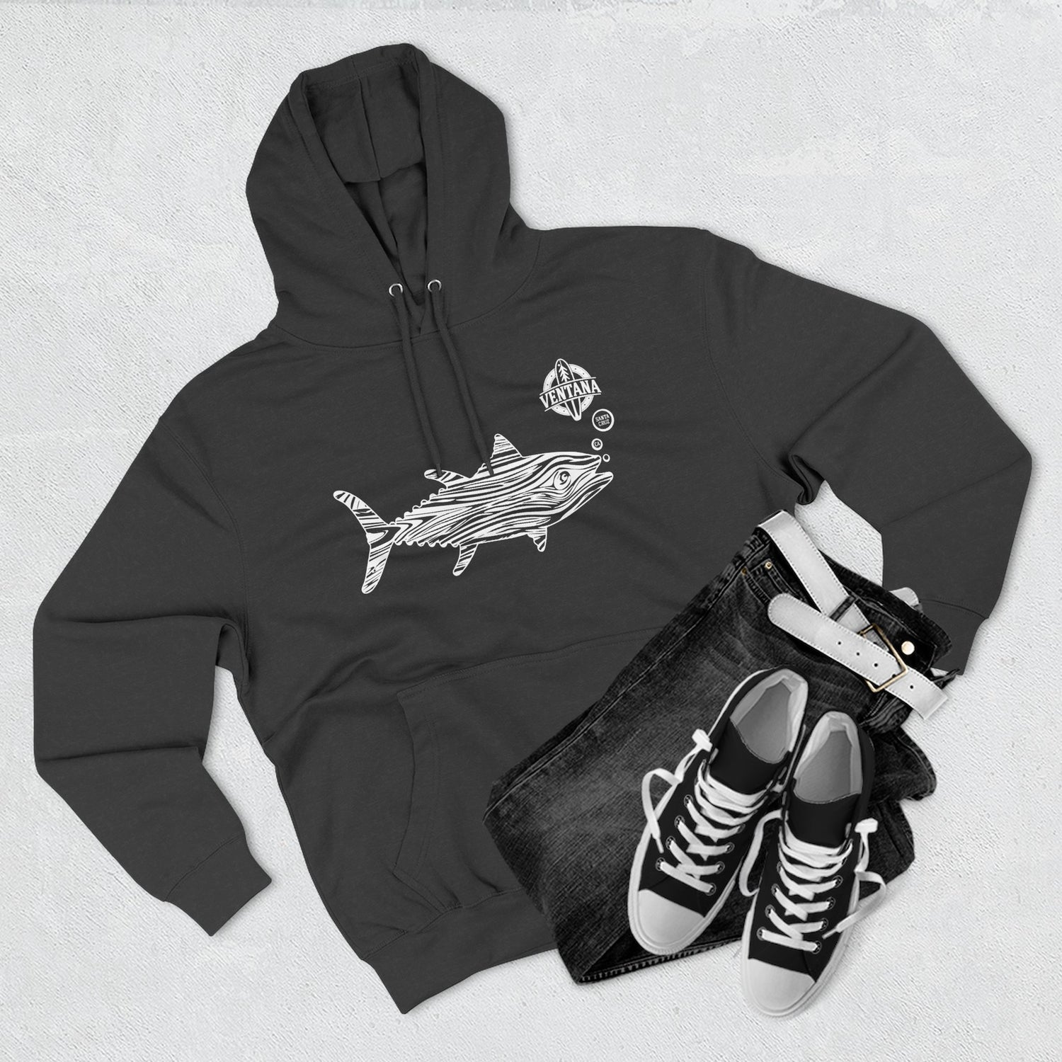 Ventana Wooden Tuna Unisex - Pull-Over Cotton Blend Fleece Hoodie