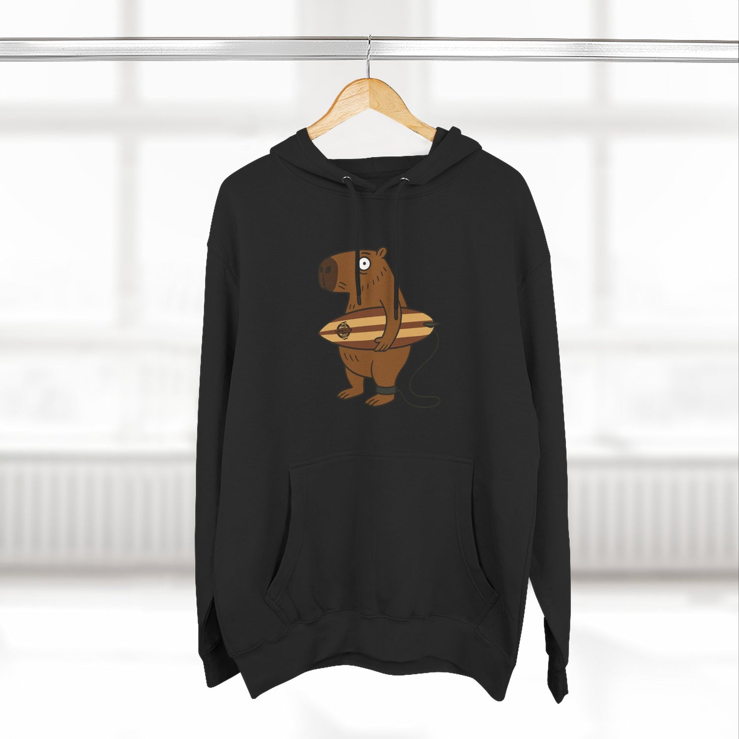 Capybara Surfer Unisex - Pull-Over Cotton Blend Fleece Hoodie