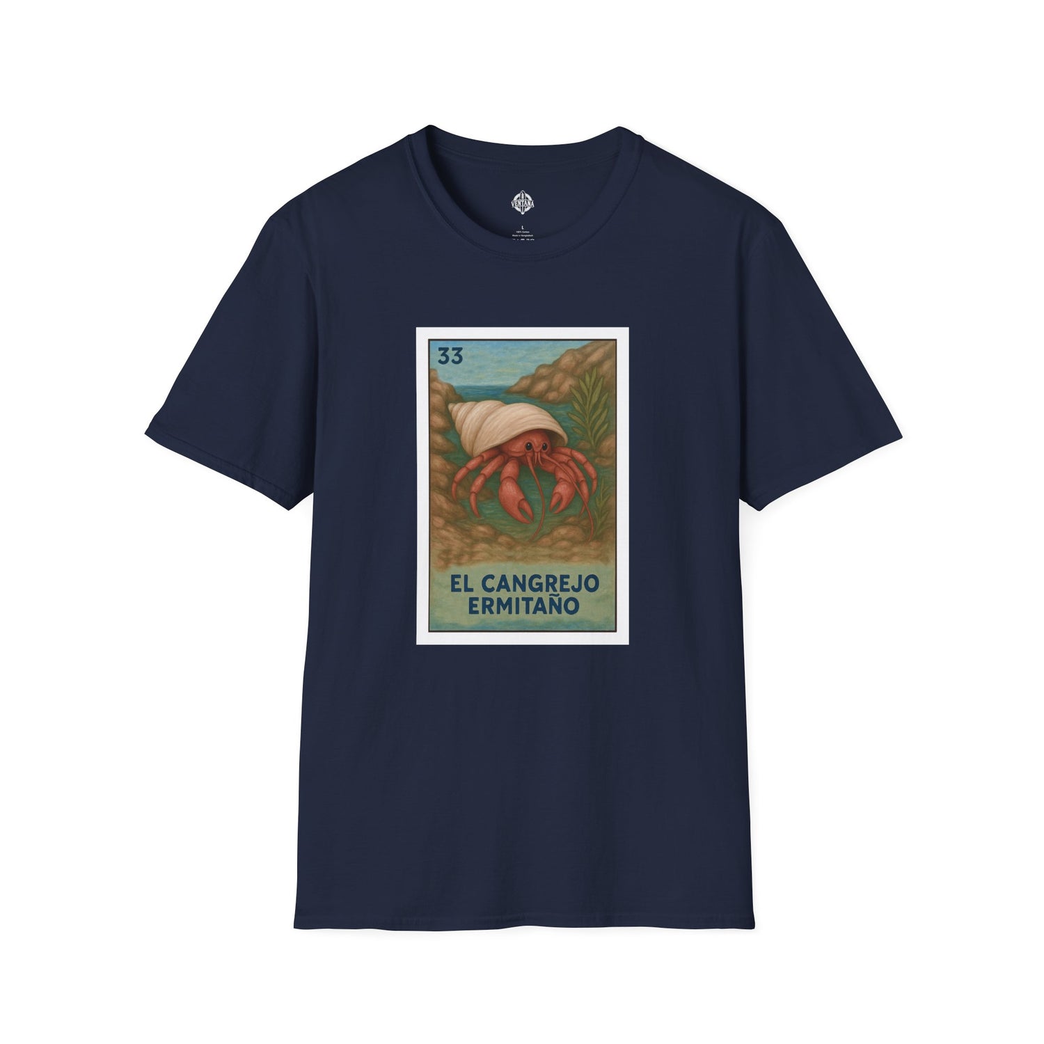 Hermit Crab Lotería Unisex - Soft Style U.S. Cotton T-Shirt (El Cangrejo Ermitaño)