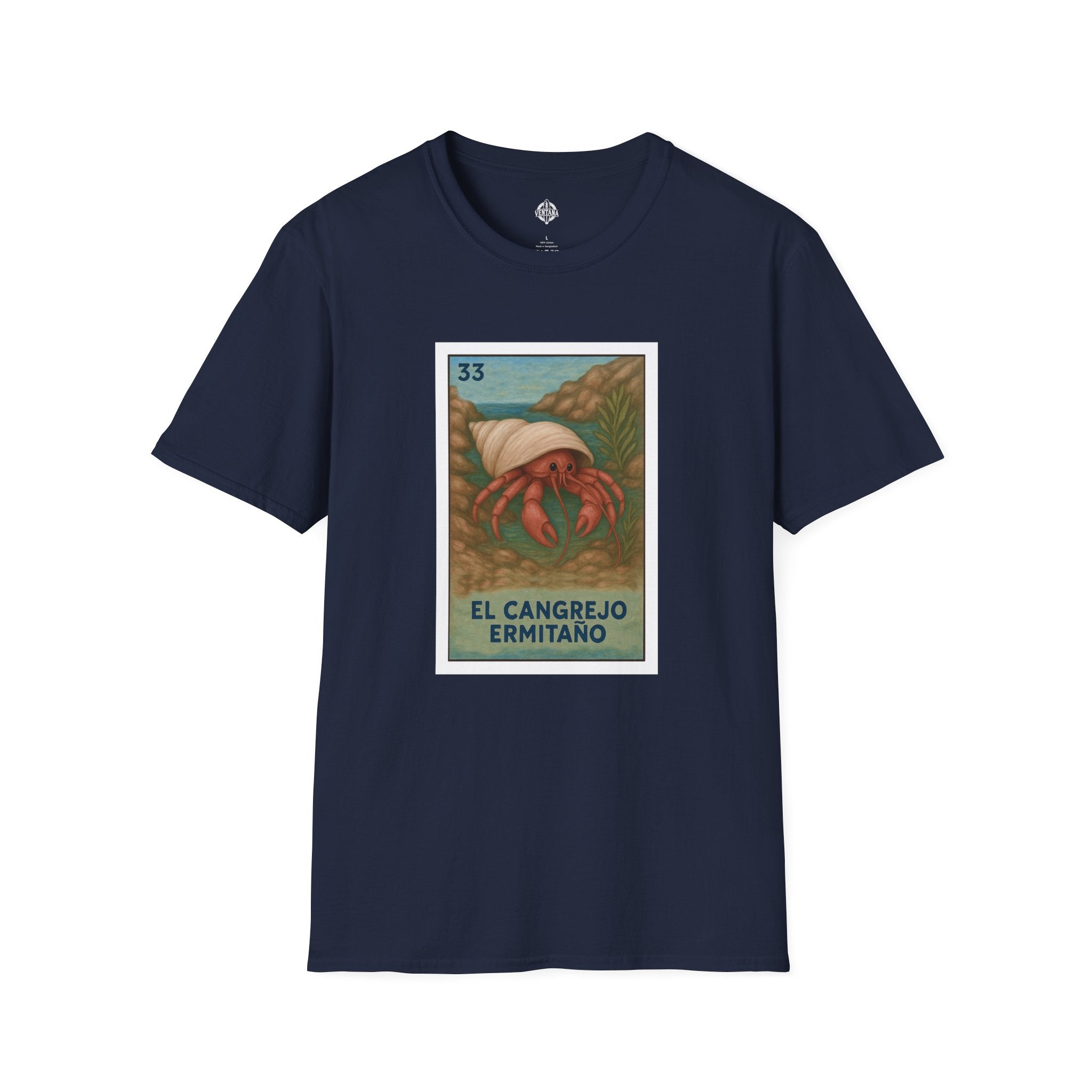Hermit Crab Lotería Unisex - Soft Style U.S. Cotton T-Shirt (El Cangrejo Ermitaño)