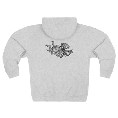 Ventangle Octopus Unisex - Zip Cotton Blend Fleece Hoodie