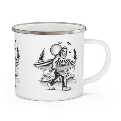 Ventana Surfsquatch by Thiago Bianchini Enamel Camping Mug (12oz - small)