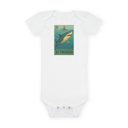 Shark Lotería - Baby Short Sleeve 100% Cotton Onesie (El Tiburón)