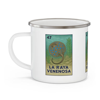 Stingray Lotería Enamel Camping Mug (La Raya Venenosa) (12oz - small)