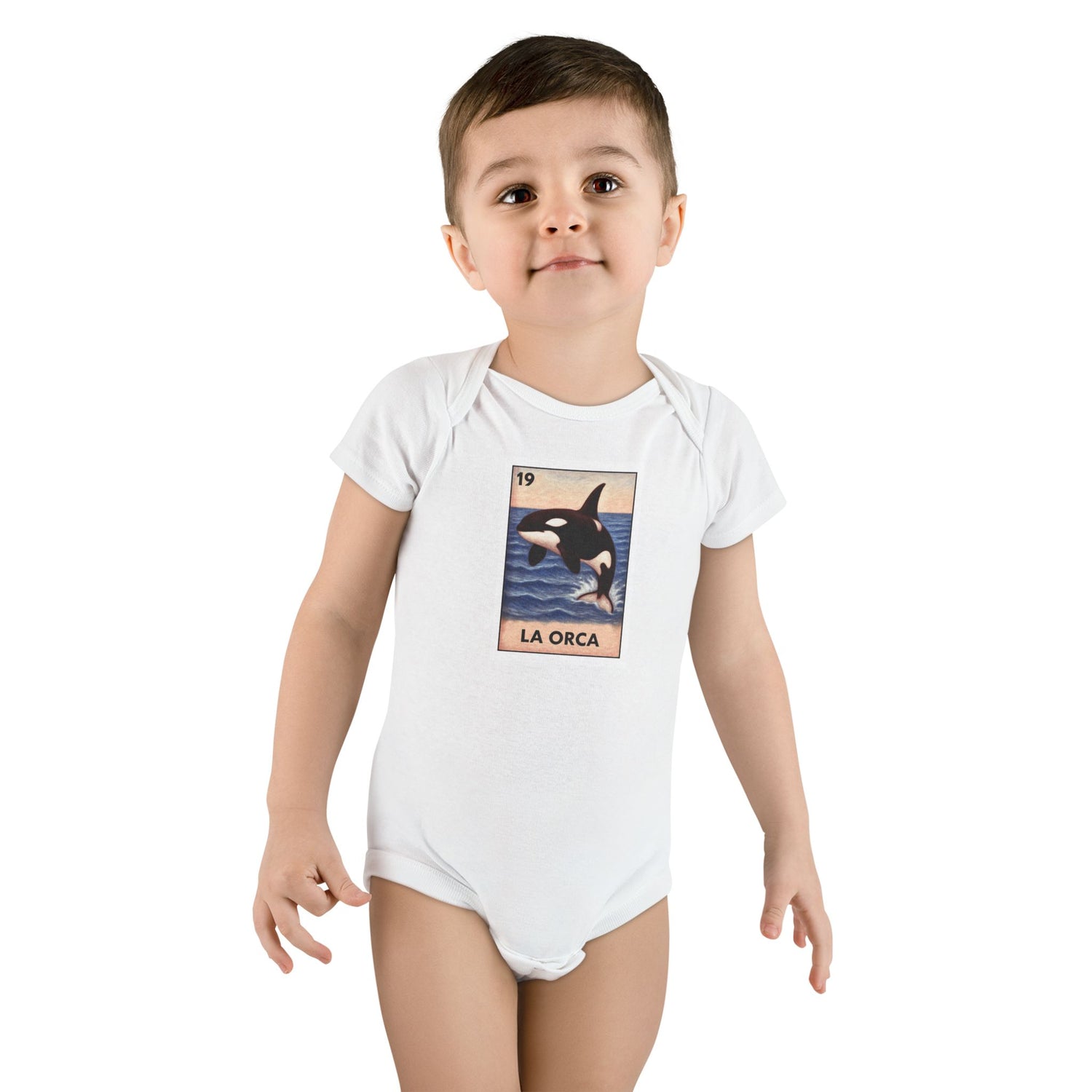 Orca Lotería - Baby Short Sleeve 100% Cotton Onesie (La Orca)