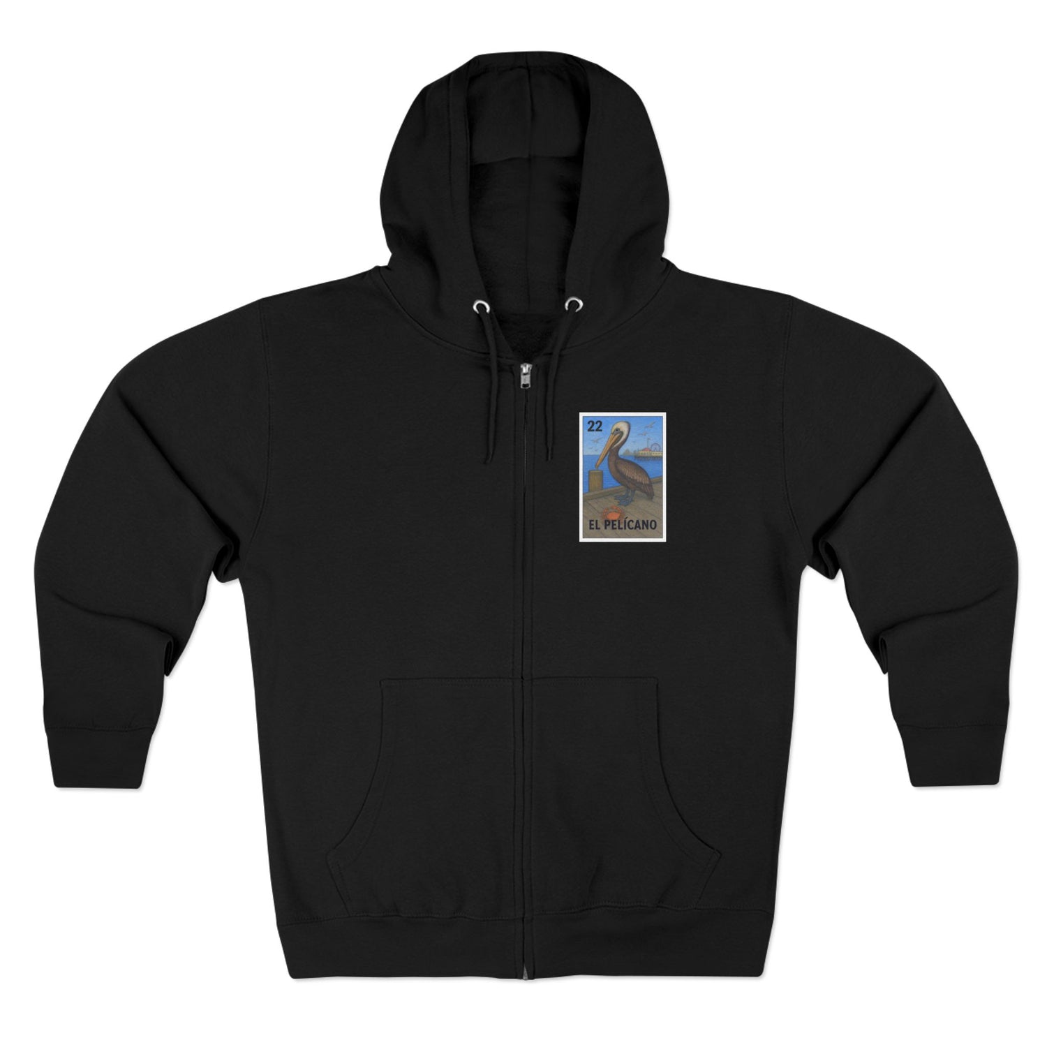 Pelican Lotería Unisex - Zip Cotton Blend Fleece Hoodie (El Pelícano)