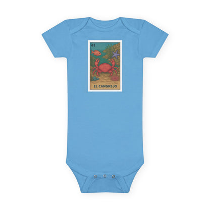 Crab Lotería - Baby Short Sleeve 100% Cotton Onesie (El Cangrejo)
