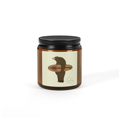 Surfing Grizzly Bear by Fabian Lavater - Scented Soy Candle