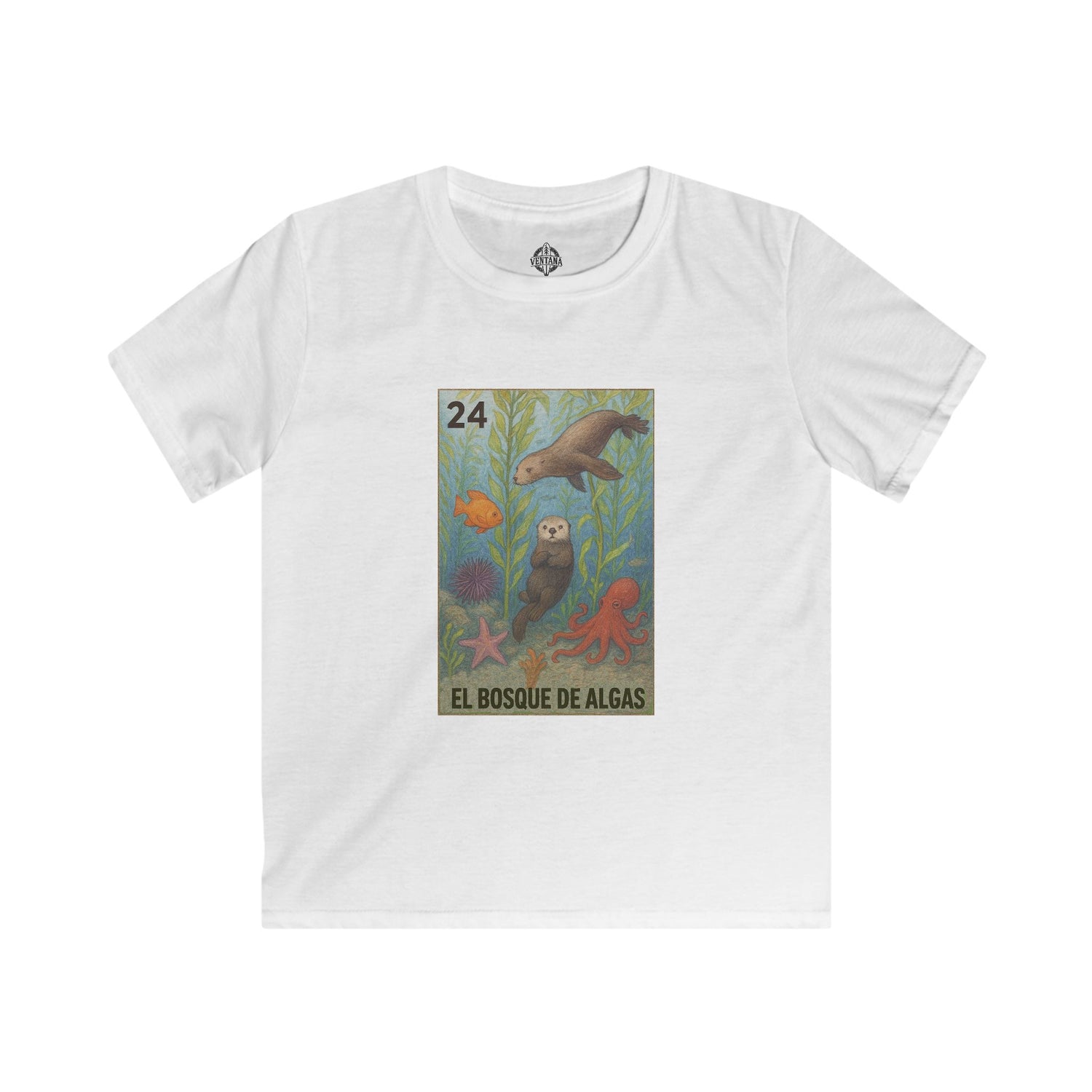 Kelp Forest Lotería Kids - Soft Style U.S. Cotton T-Shirt (El Bosque de Algas)