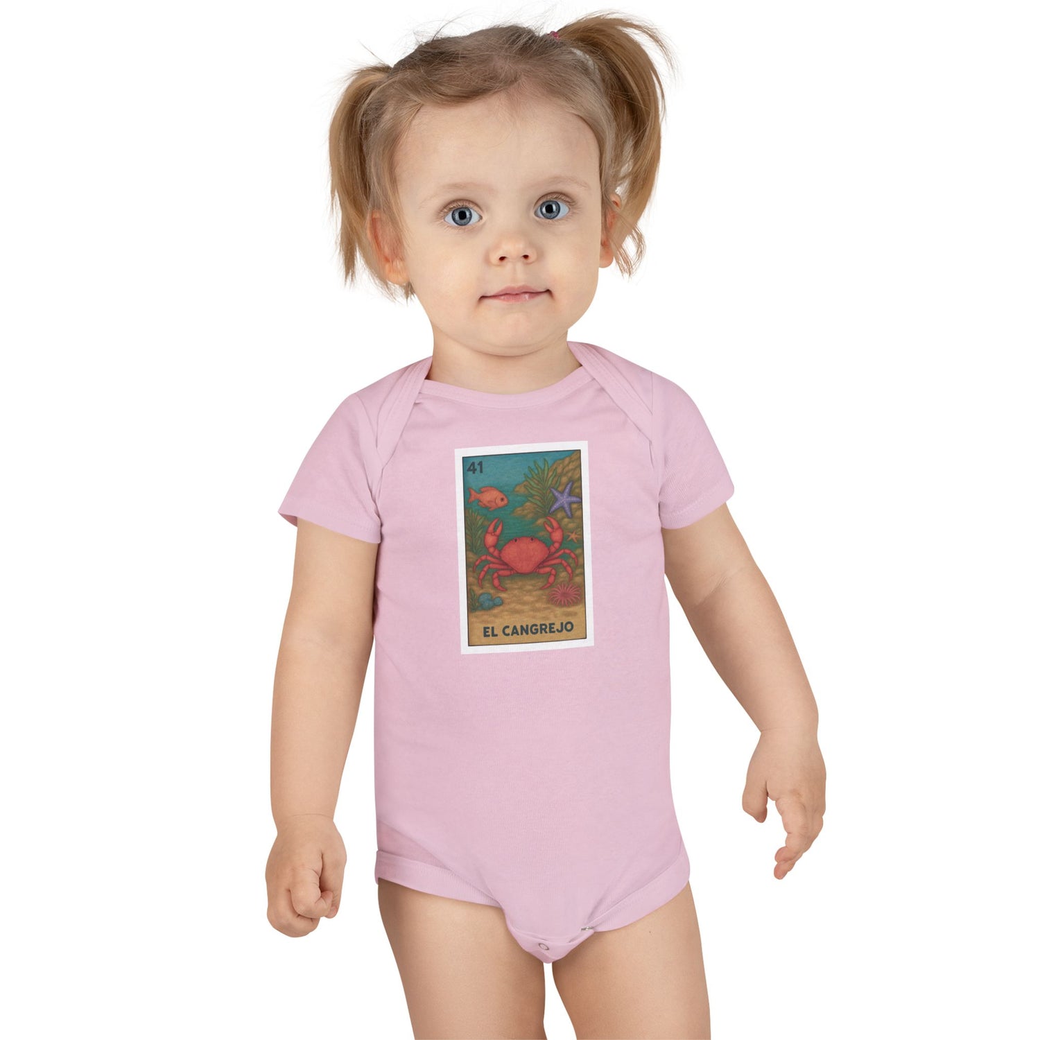 Crab Lotería - Baby Short Sleeve 100% Cotton Onesie (El Cangrejo)