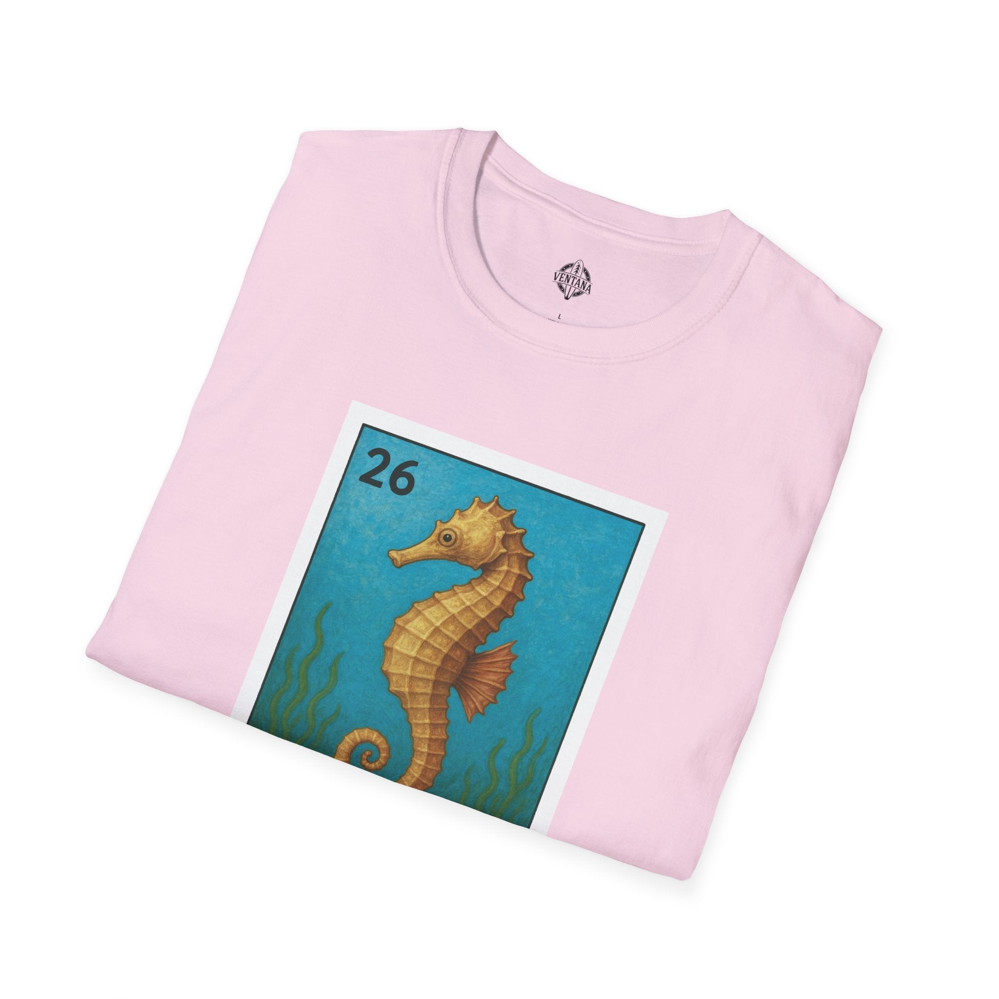 Seahorse Lotería Unisex - Soft Style U.S. Cotton T-Shirt (El Caballito del Mar)