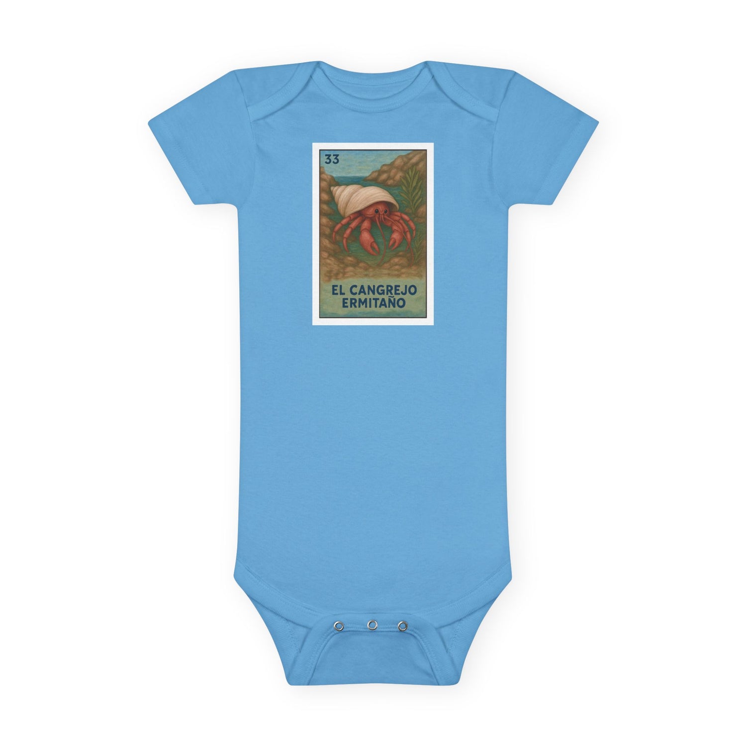 Hermit Crab Lotería - Baby Short Sleeve 100% Cotton Onesie (El Cangrejo Ermitaño)