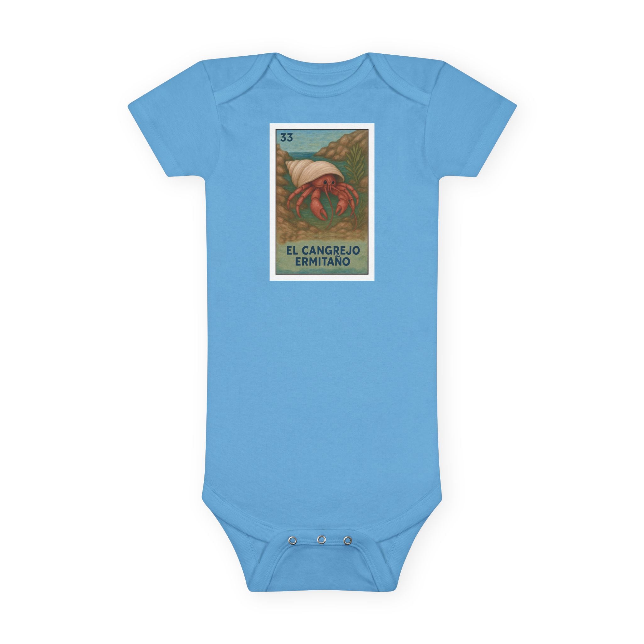 Hermit Crab Lotería - Baby Short Sleeve 100% Cotton Onesie (El Cangrejo Ermitaño)