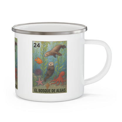 Kelp Forest Lotería Enamel Camping Mug (El Bosque de Algas) (12oz - small)