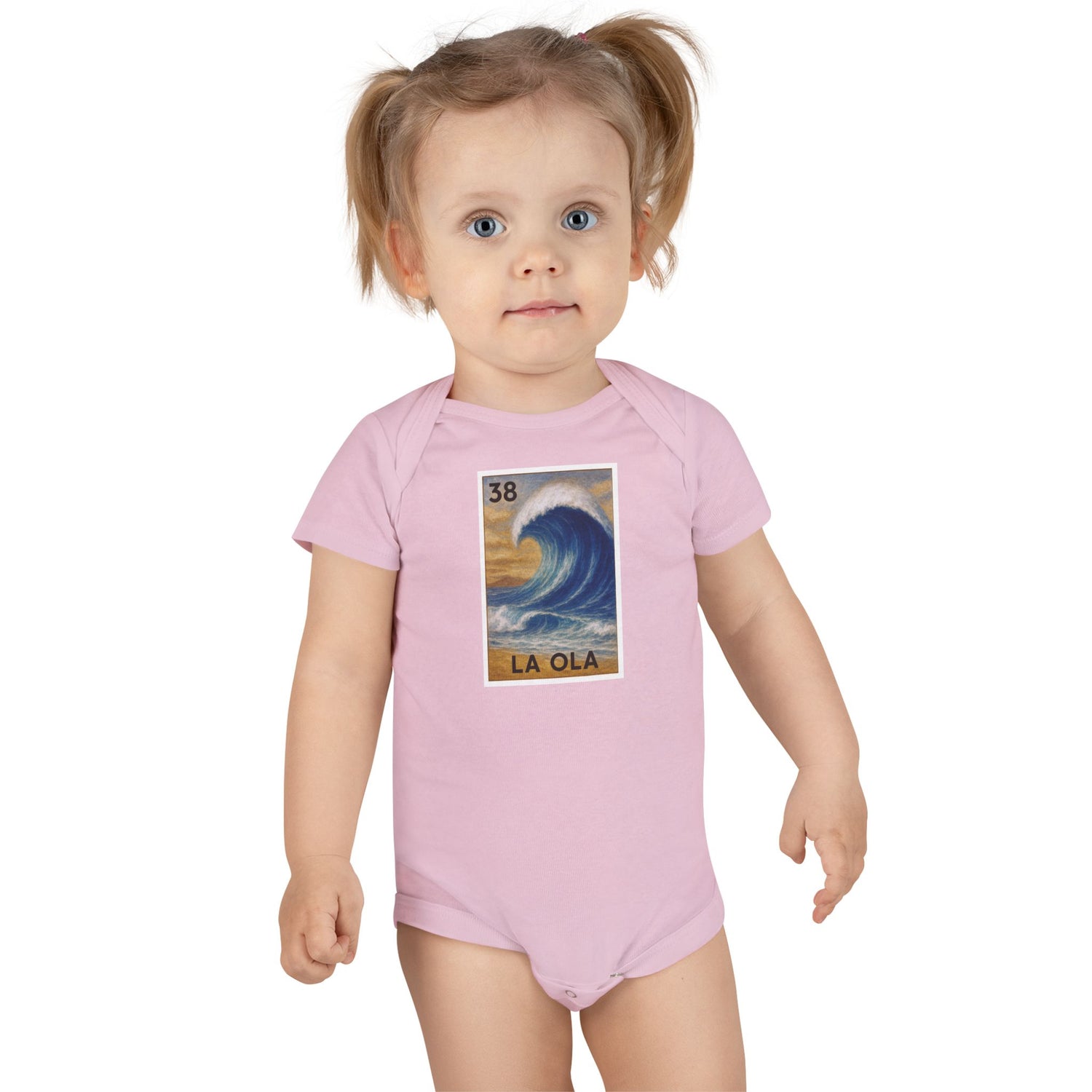 Wave Lotería - Baby Short Sleeve 100% Cotton Onesie (La Ola)