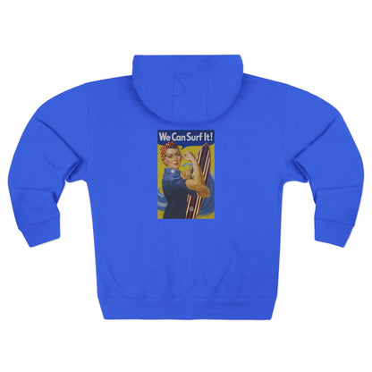 Rosie the Surfer Unisex - Zip Cotton Blend Fleece Hoodie