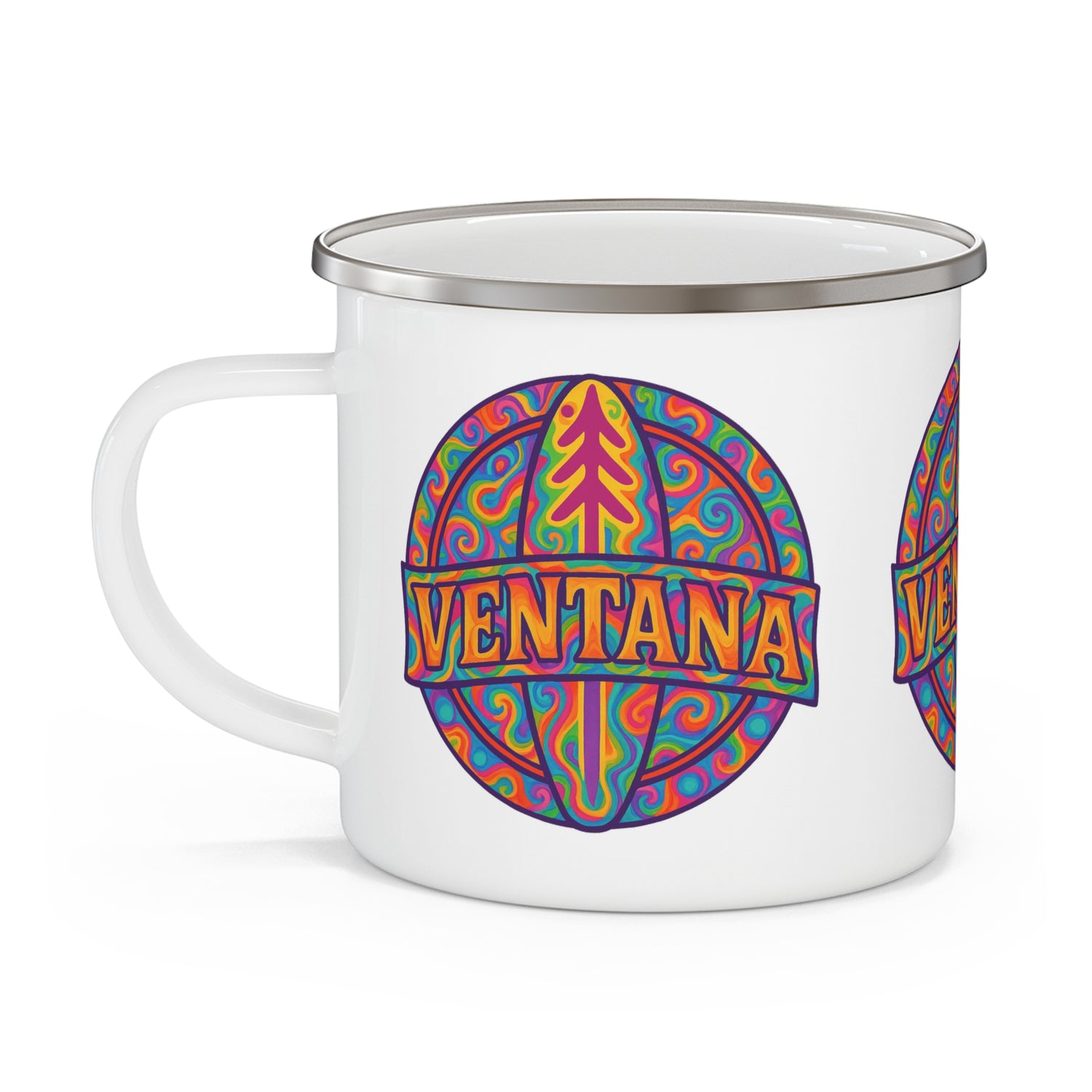 Ventana Psychedelic Treefish Logo Enamel Camping Mug (12oz - small)