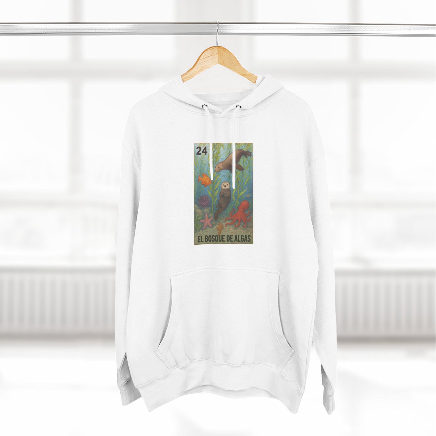 Kelp Forest Lotería Unisex - Pull-Over Cotton Blend Fleece Hoodie (El Bosque de Algas)