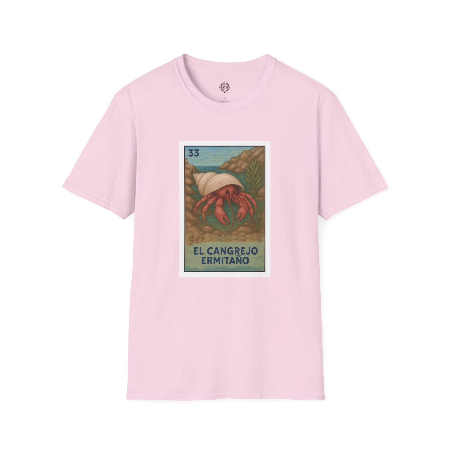Hermit Crab Lotería Unisex - Soft Style U.S. Cotton T-Shirt (El Cangrejo Ermitaño)