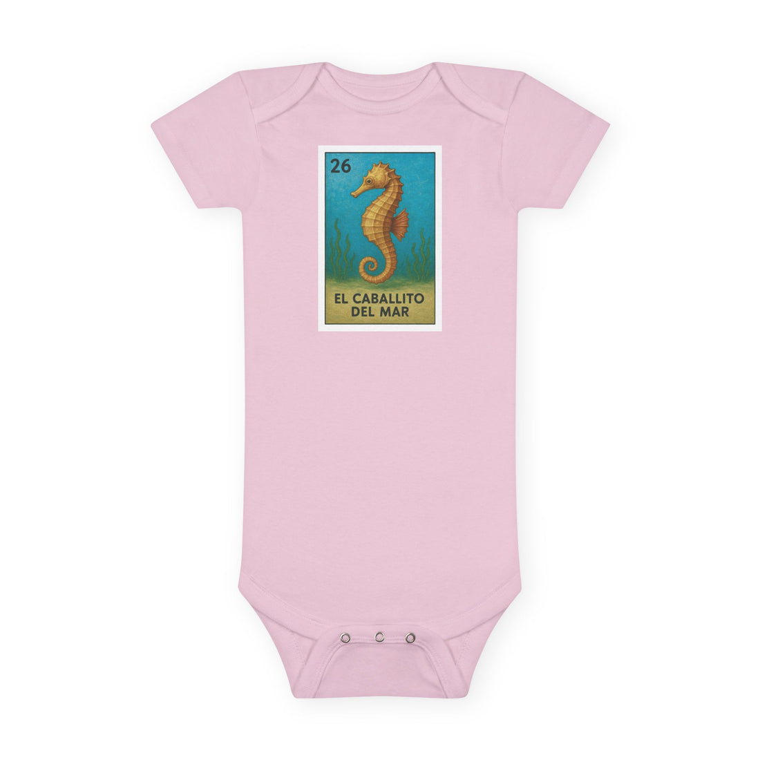 Seahorse Lotería - Baby Short Sleeve 100% Cotton Onesie (El Caballito del Mar)