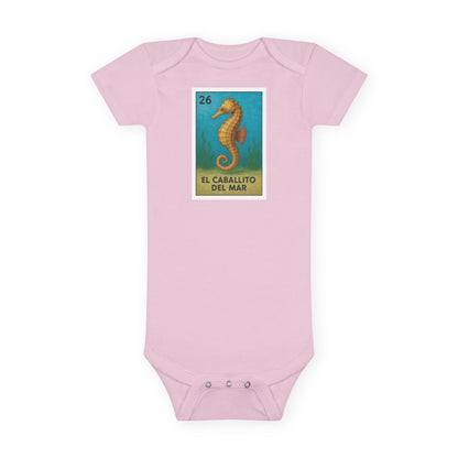 Seahorse Lotería - Baby Short Sleeve 100% Cotton Onesie (El Caballito del Mar)