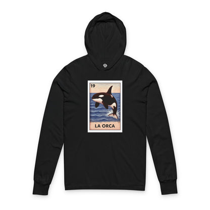 Orca Lotería Unisex - Cotton Hooded Long Sleeve Hooded T-Shirt (La Orca)