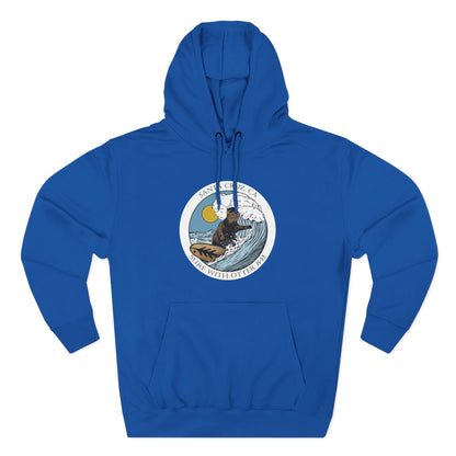 Surf with Otter 841 by Thiago Bianchini Unisex - Pull-Over Cotton Blend Fleece Hoodie