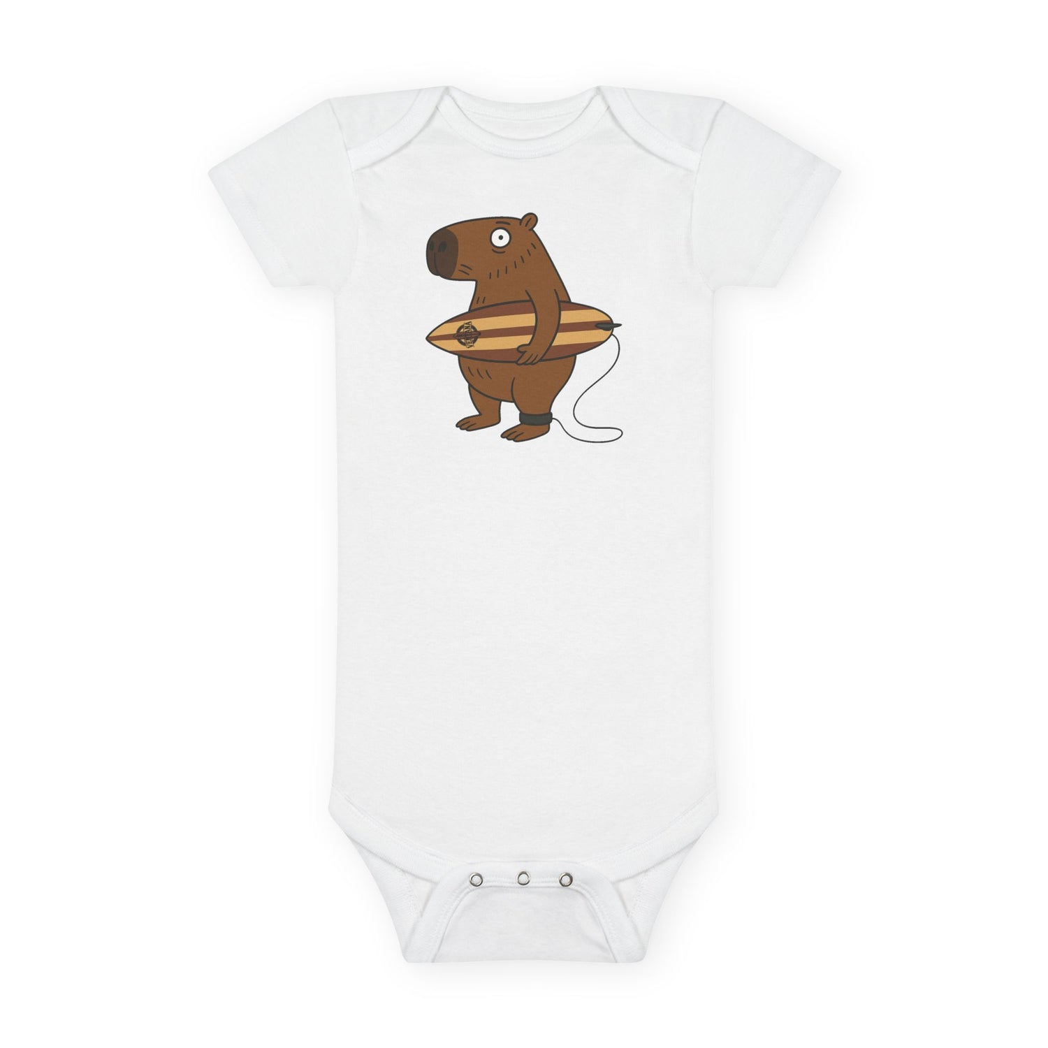 Capybara Surfer - Baby Short Sleeve 100% Cotton Onesie