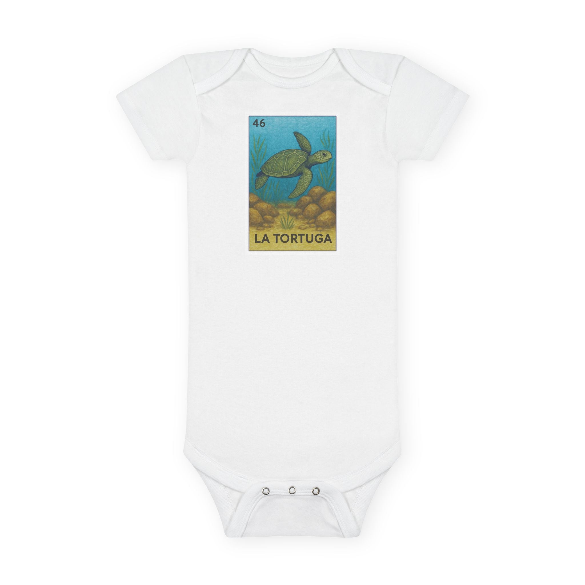 Turtle Lotería - Baby Short Sleeve 100% Cotton Onesie (La Tortuga)