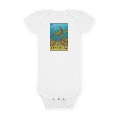 Turtle Lotería - Baby Short Sleeve 100% Cotton Onesie (La Tortuga)