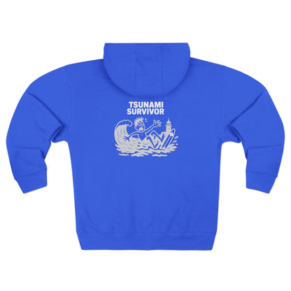 Tsunami Survivor Unisex - Zip Cotton Blend Fleece Hoodie