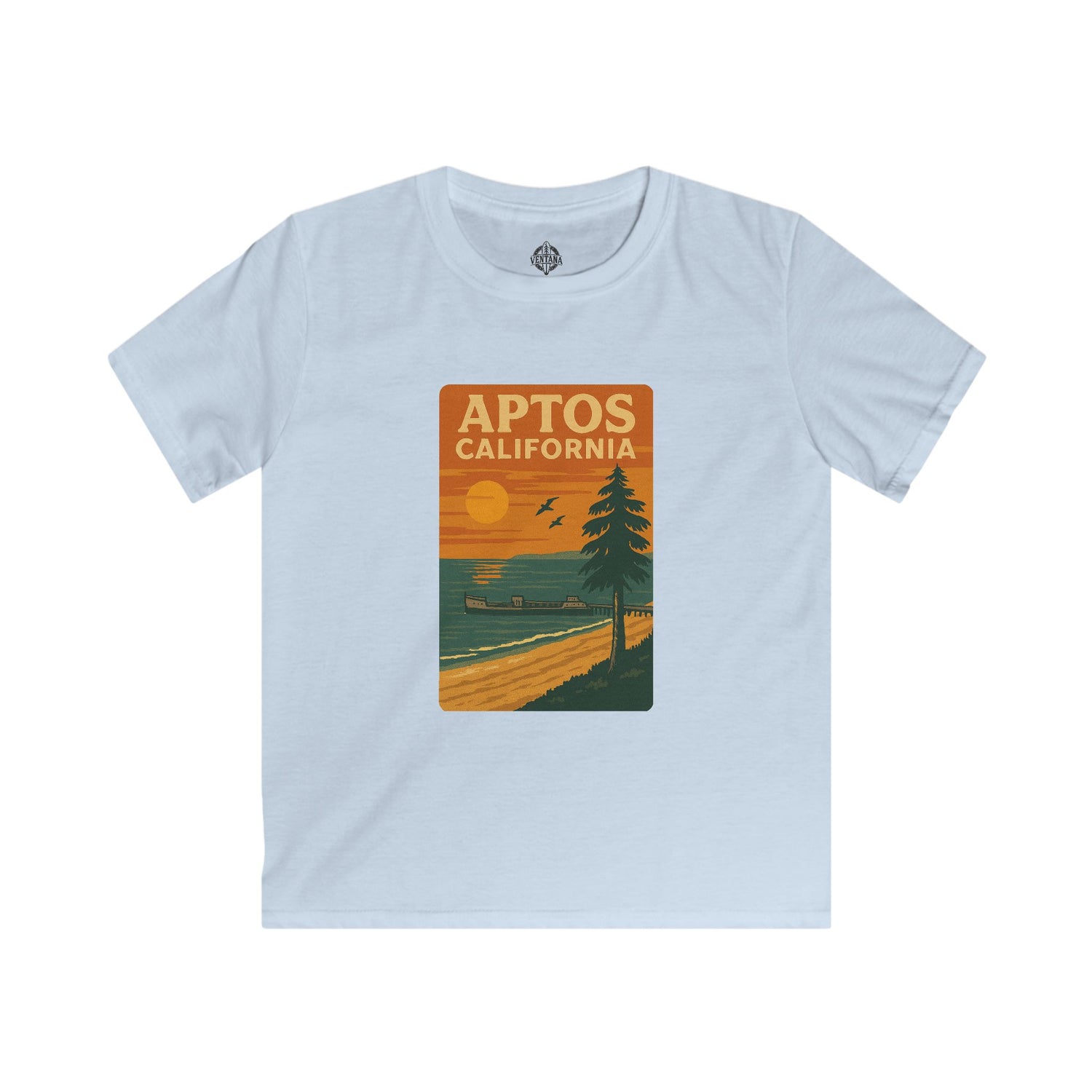 Aptos California Sunset Kids - Soft Style U.S. Cotton T-Shirt