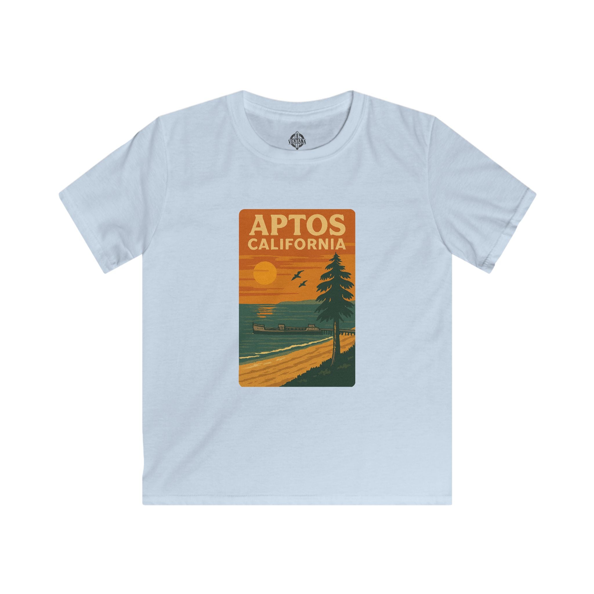 Aptos California Sunset Kids - Soft Style U.S. Cotton T-Shirt