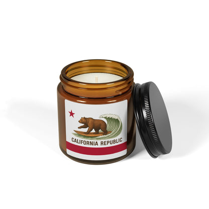 California Surfing Bear Flag - Scented Soy Candle