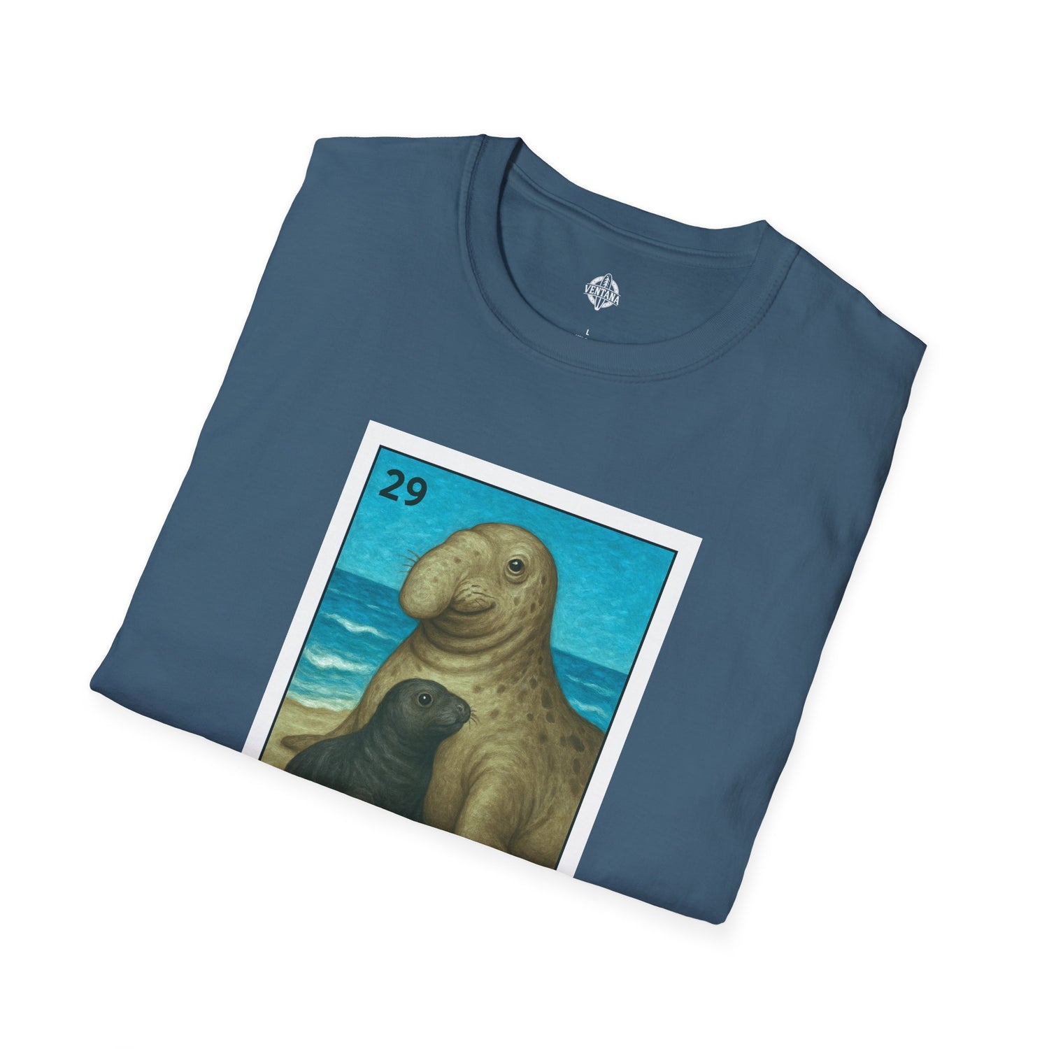 Elephant Seal Lotería Unisex - Soft Style U.S. Cotton T-Shirt (El Elefante Marino)