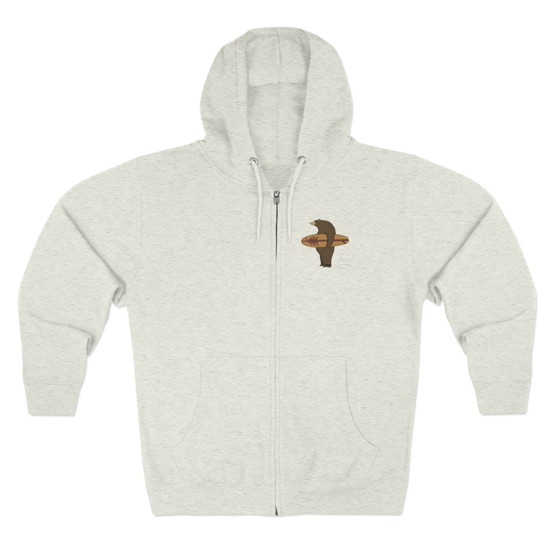 Surfing Grizzly Bear by Fabian Lavater Unisex - Zip Cotton Blend Fleece Hoodie
