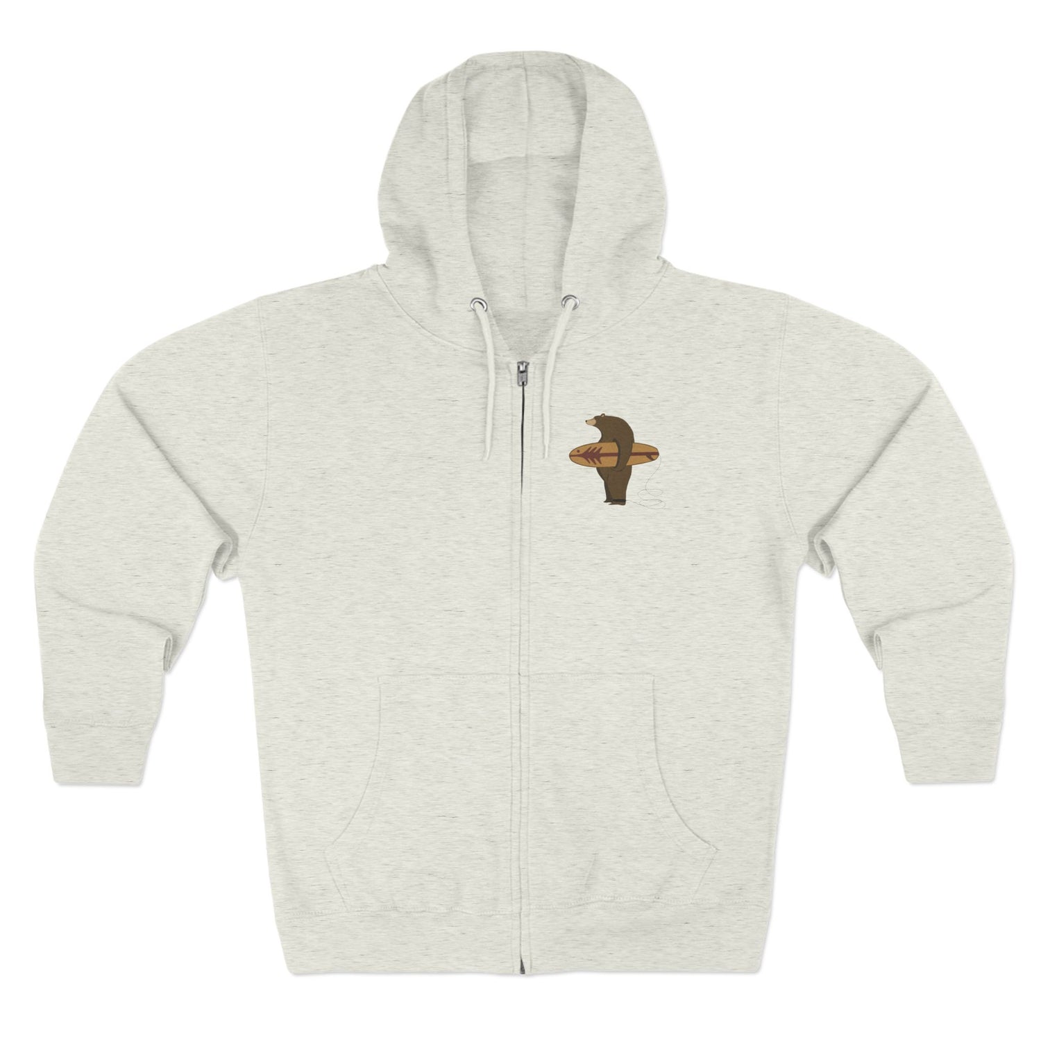 Surfing Grizzly Bear by Fabian Lavater Unisex - Zip Cotton Blend Fleece Hoodie