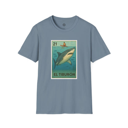 Shark Lotería Unisex - Soft Style U.S. Cotton T-Shirt (El Tiburón)