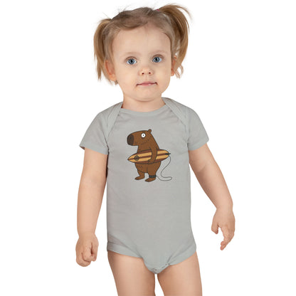 Capybara Surfer - Baby Short Sleeve 100% Cotton Onesie
