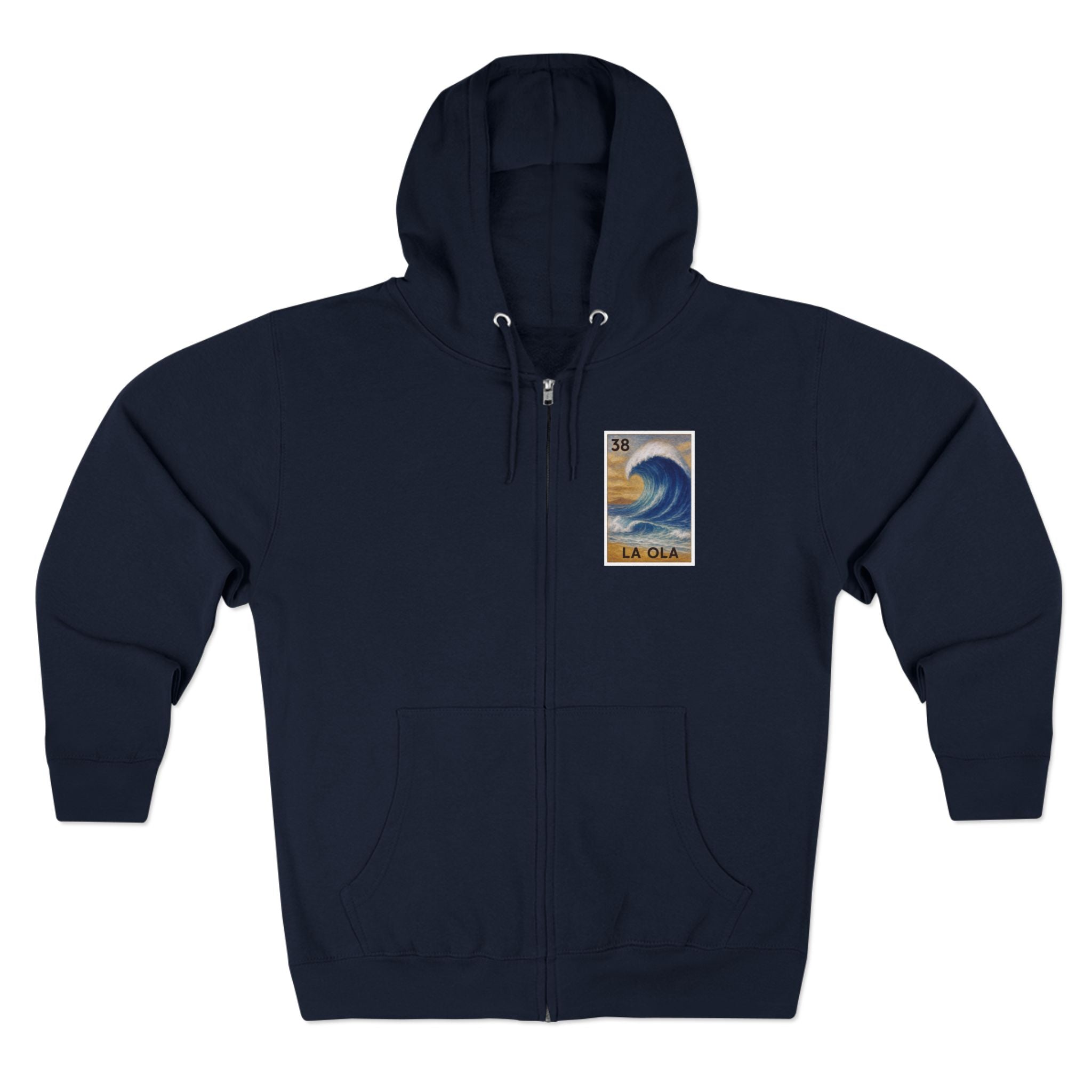 Wave Lotería Unisex - Zip Cotton Blend Fleece Hoodie (La Ola)