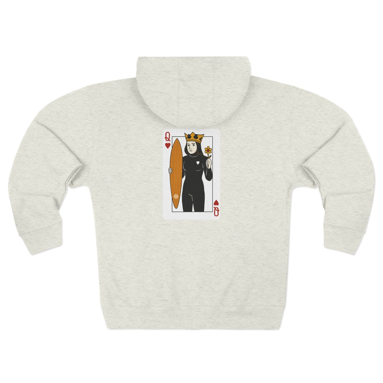 Queen of Hearts Surfer Unisex - Zip Cotton Blend Fleece Hoodie