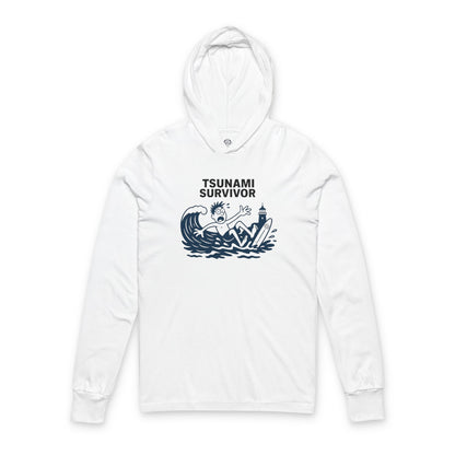 Tsunami Survivor Unisex - Cotton Hooded Long Sleeve Hooded T-Shirt